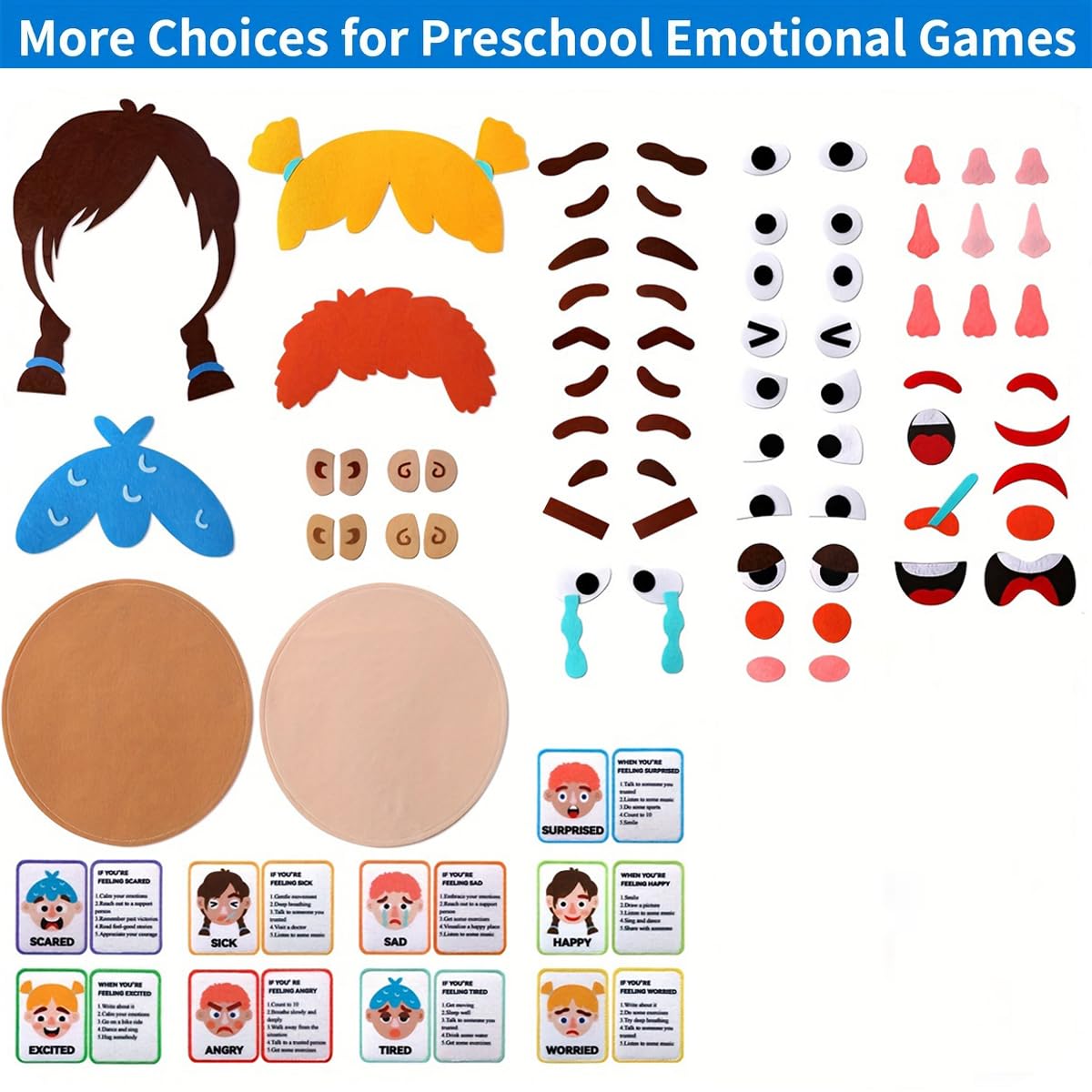 WOBOX colorful felt shapes support creative facial designs and storytelling.