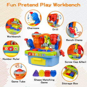 Woby workbench chainsaw sound enhances fine motor skills during play