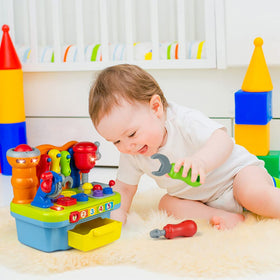 Woby hammer and nails create rhythmic ding sounds for hand-eye coordination