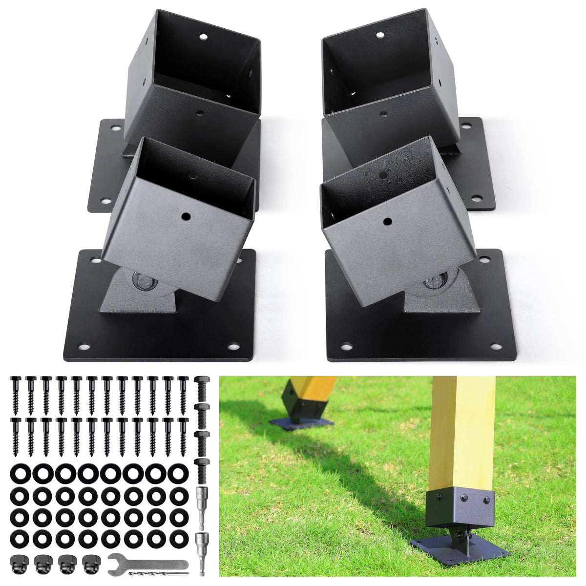 WOCEPU heavy-duty swing brackets stabilize a swing on uneven ground for safe play.