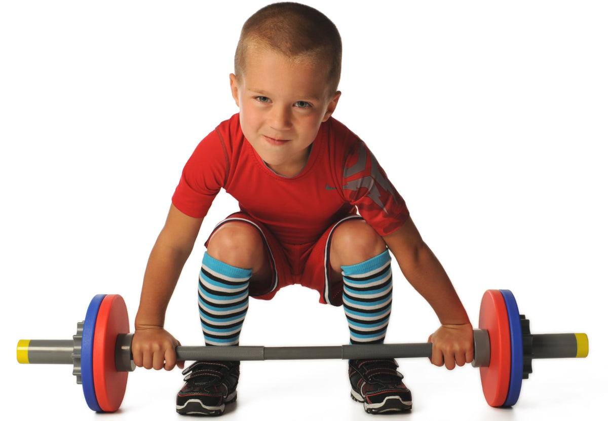 WOD Toys Barbell Mini overhead squat in action for kid-friendly balance