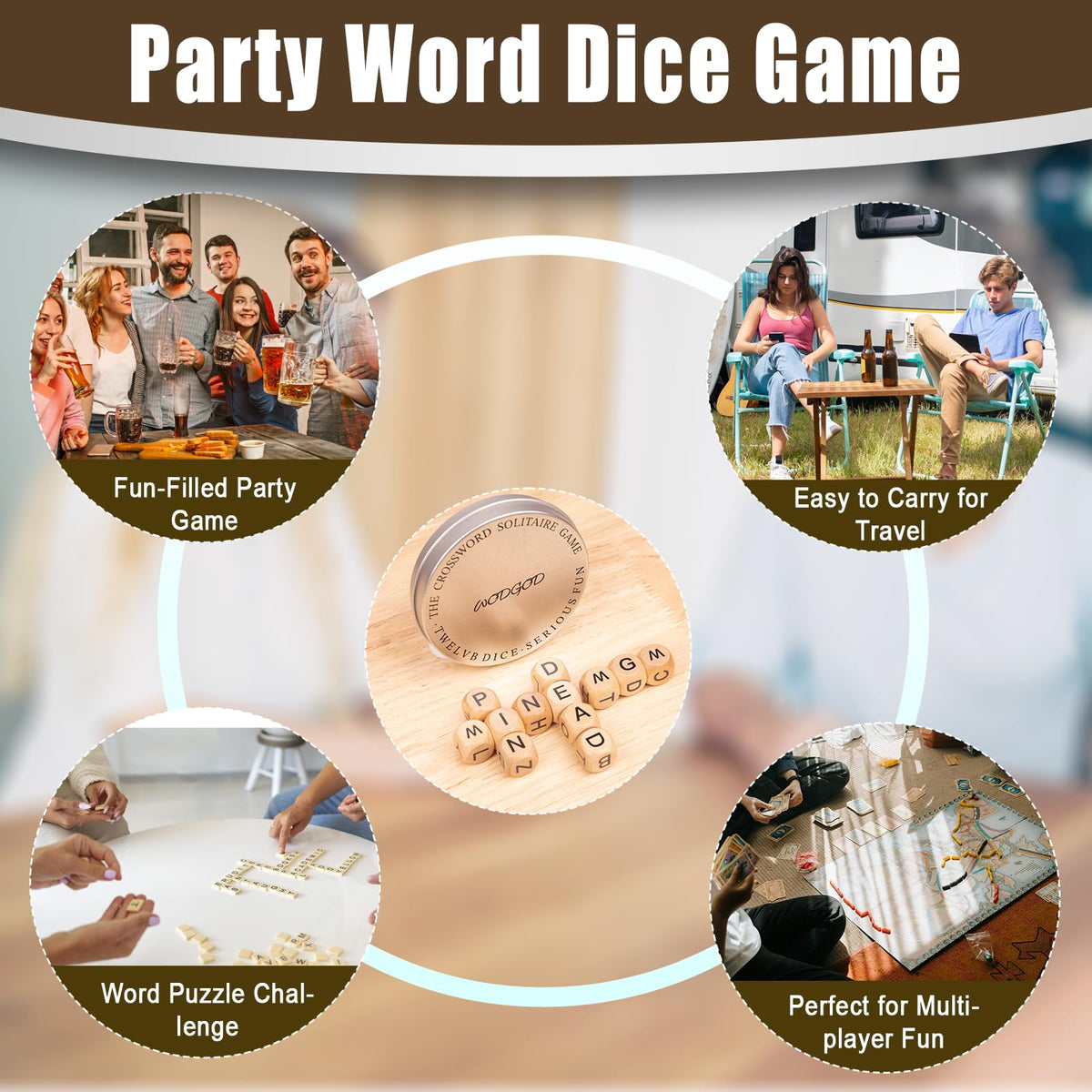 WodGod gift-ready crossword dice set for holidays and parties.