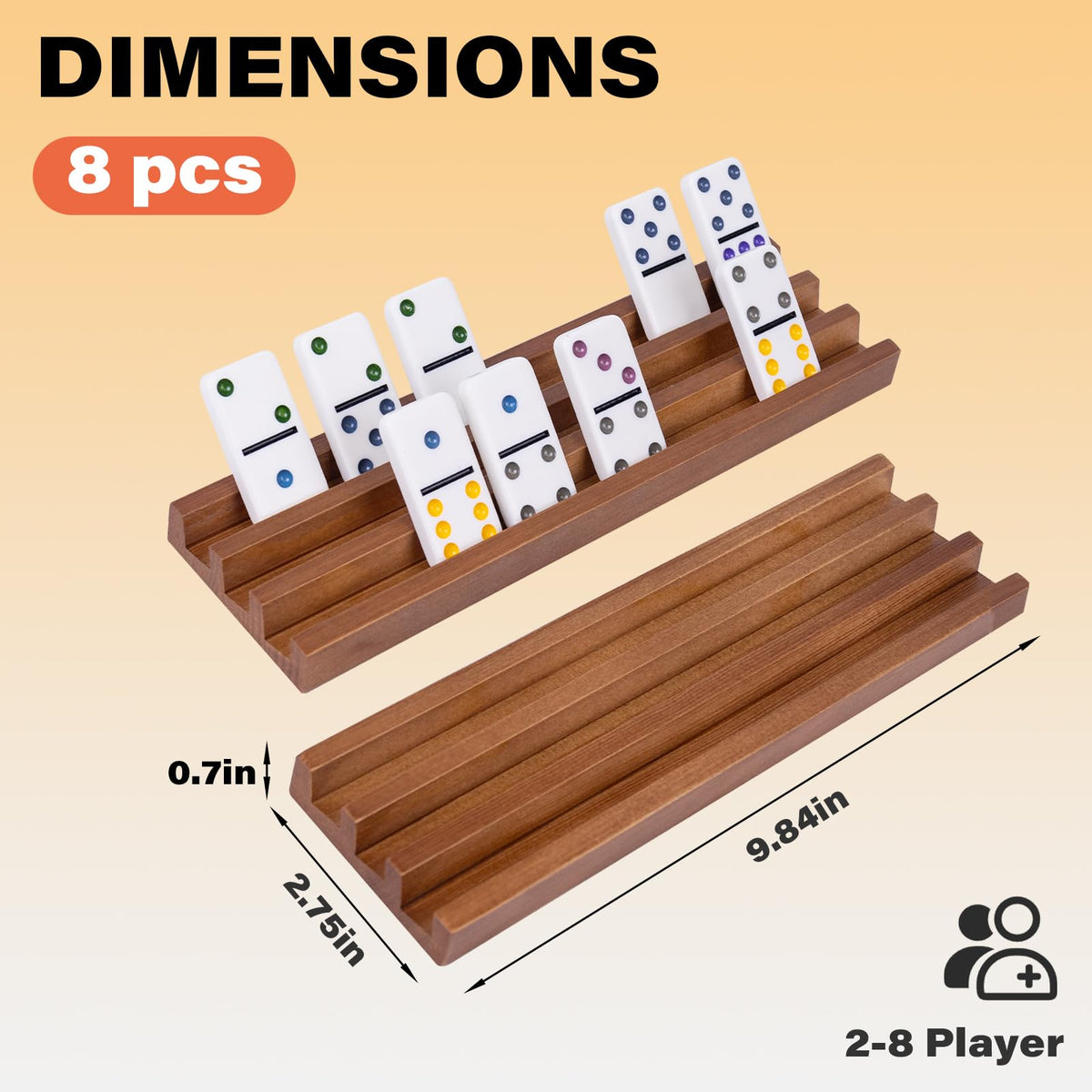 WodGod pine domino racks with non-slip pads on bottom
