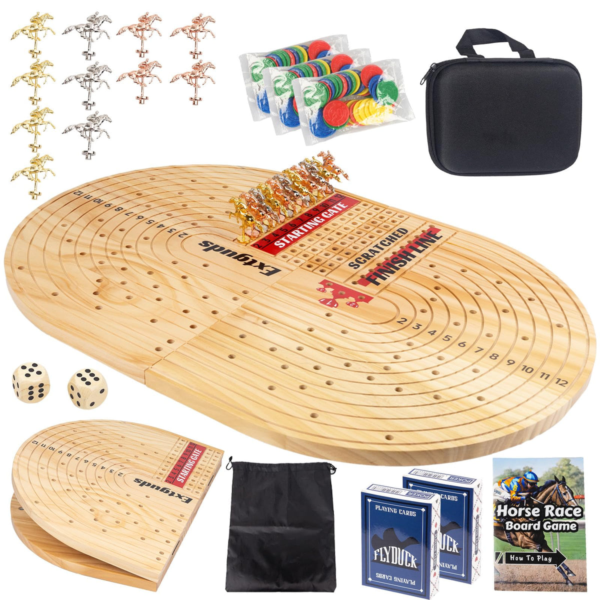 WodGod wood horse race board folded for easy storage and on-the-go play