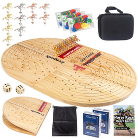WodGod wood horse race board folded for easy storage and on-the-go play