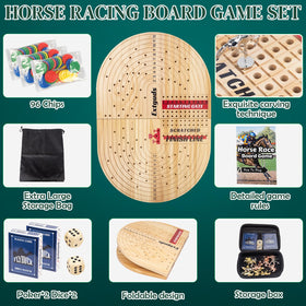 WodGod wood horse race board large size for immersive family game nights