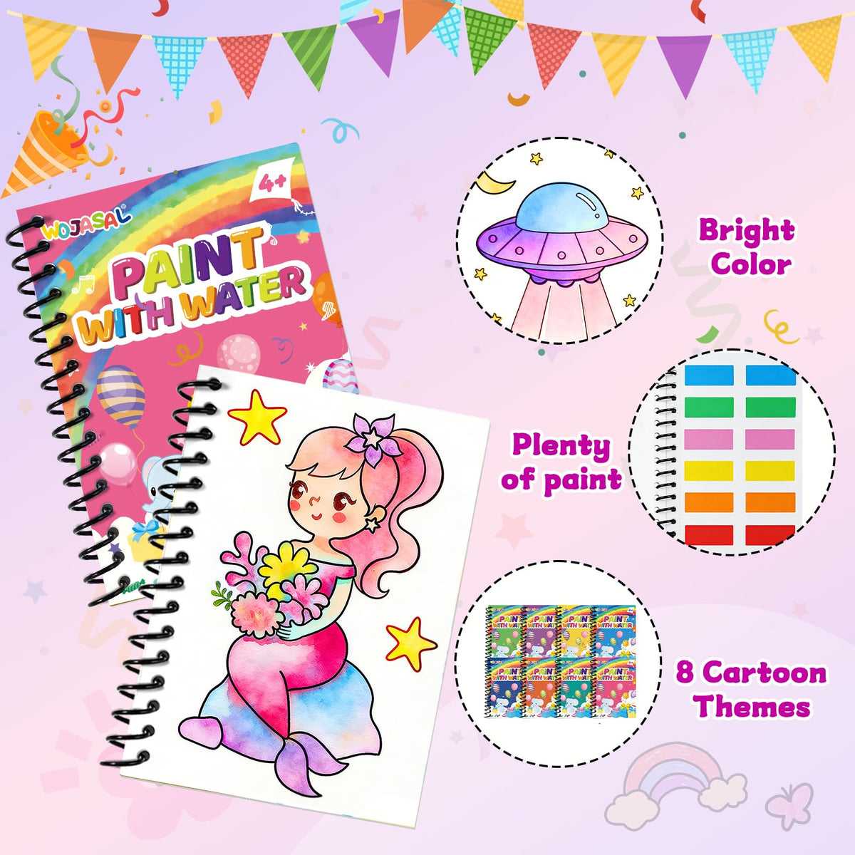 WOJASAL eight themes offer varied scenes to spark imagination and color recognition.