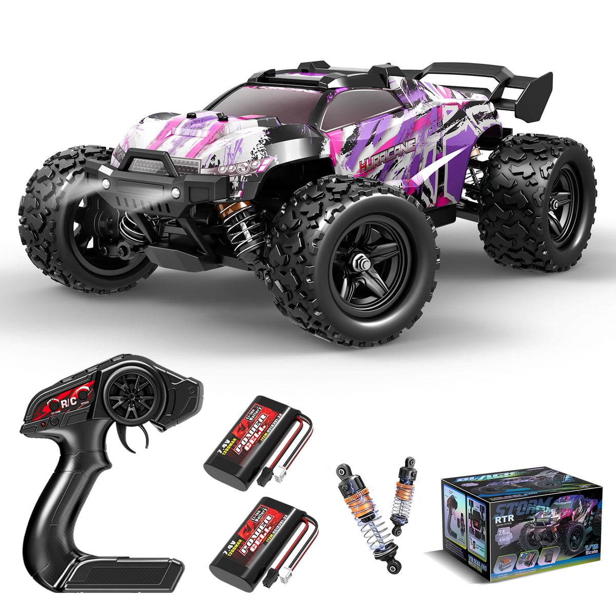 Womaqu pink RC car side view, speed-ready silhouette for young girls