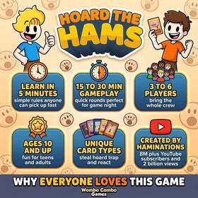 Wombo Combo Games Hoard the Hams ages 10 plus—family-friendly card game for all ages