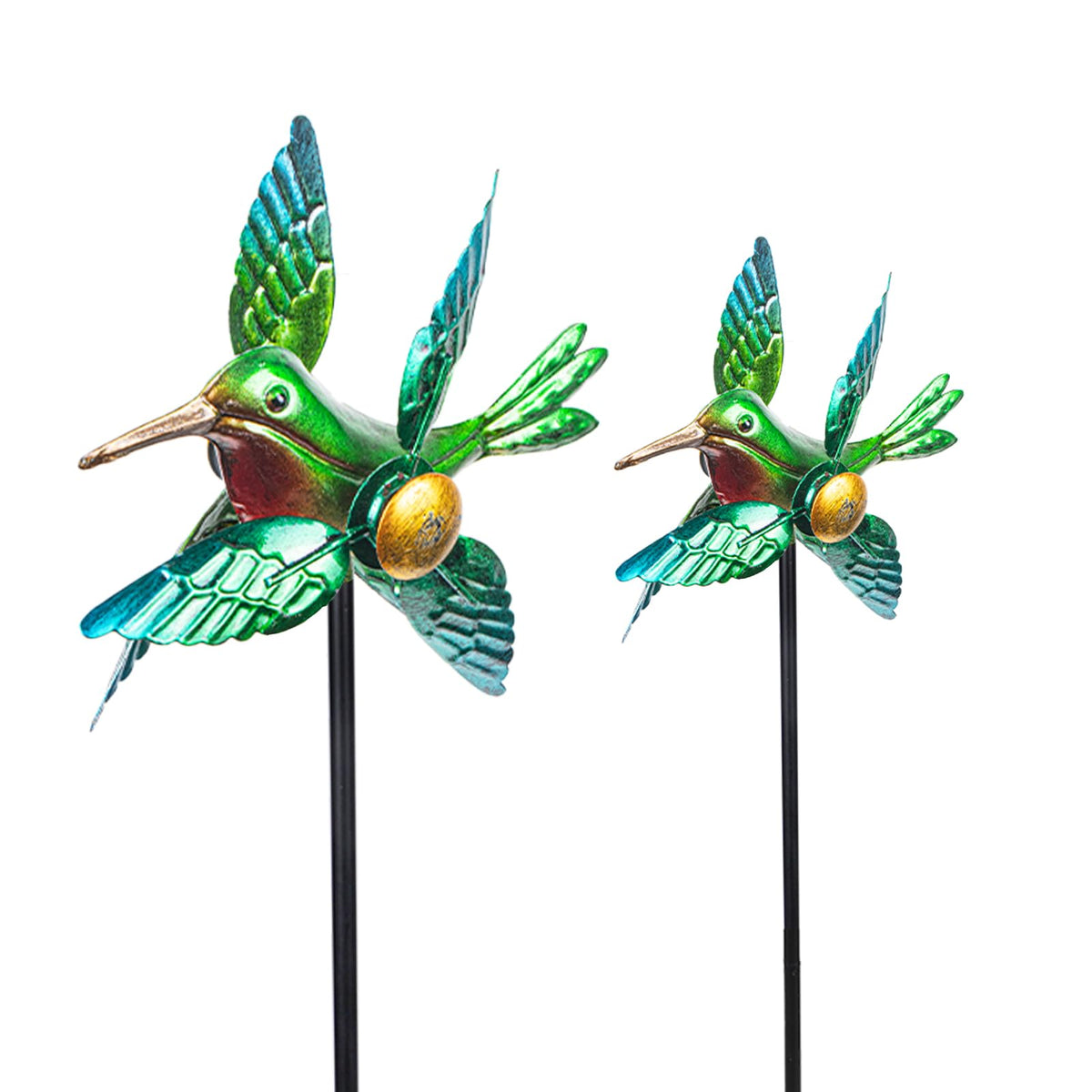 WONDER GARDEN wind spinner hummingbird green in yard adds whimsical motion