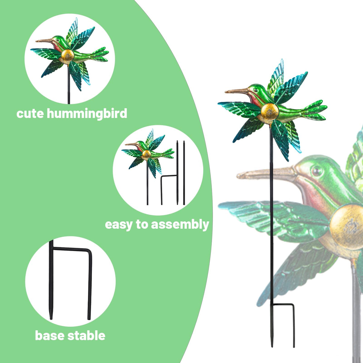 WONDER GARDEN wind spinner yard decor green enhances garden color