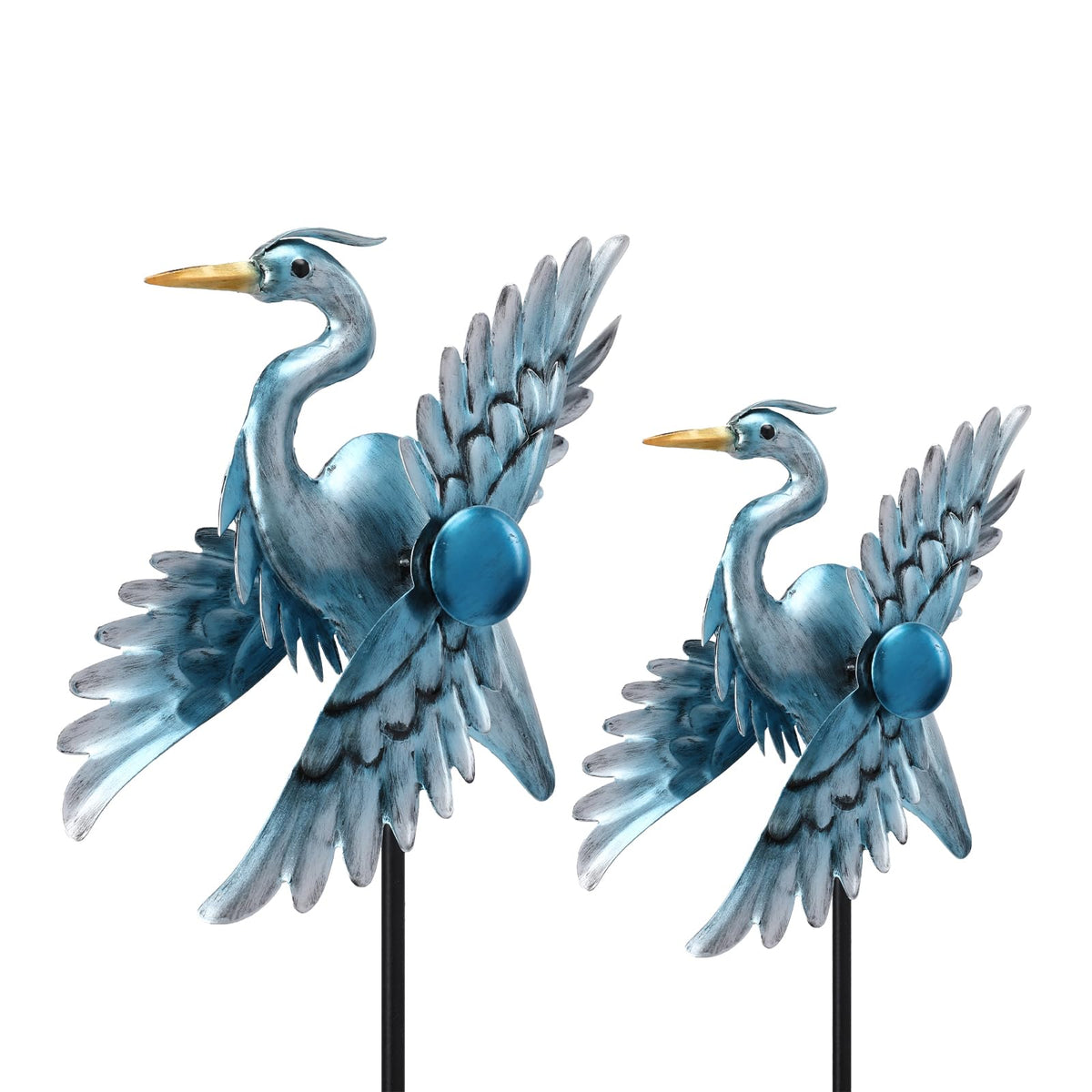 WONDER GARDEN Heron wind spinner two-pack front view adds playful movement to your garden