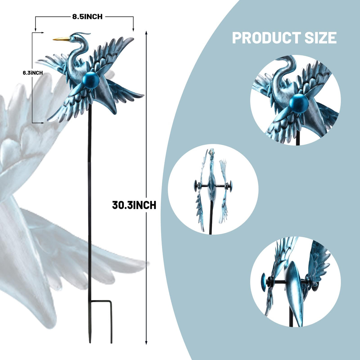 WONDER GARDEN wind spinners metal blades close-up shows durable rust-resistant construction
