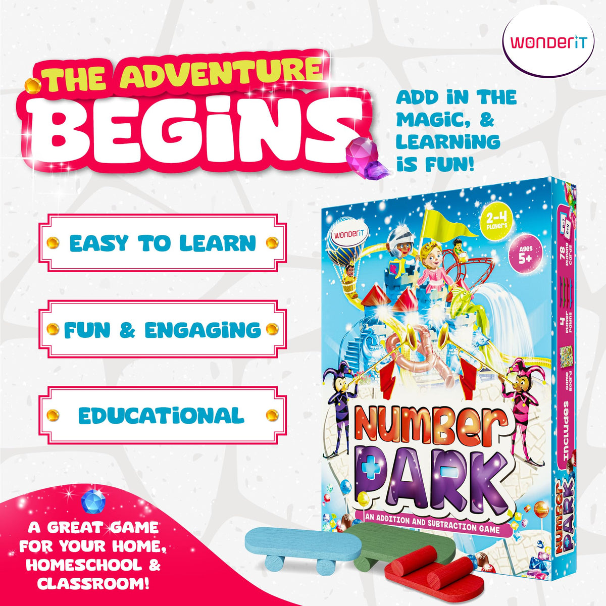 Wonder It Number Park flash cards enable quick addition drills