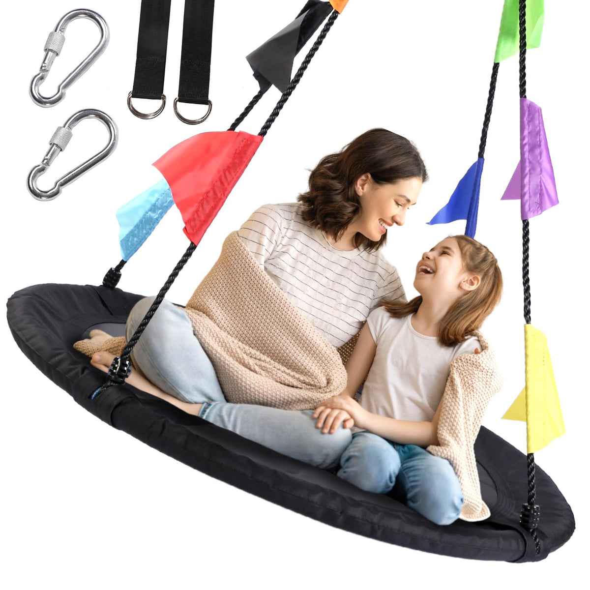 Wonder View 40-inch saucer swing frame offers sturdy backyard support for children.
