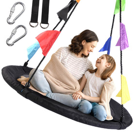 Wonder View 40-inch saucer swing frame offers sturdy backyard support for children.