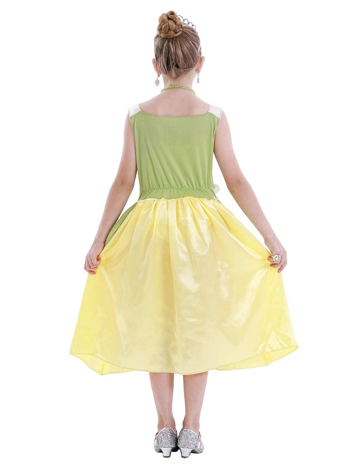 WonderBabe Green Fairy Tale Princess Dress gloves and wand included