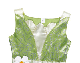 WonderBabe leaf-skirt detail with 3D flowers and shine