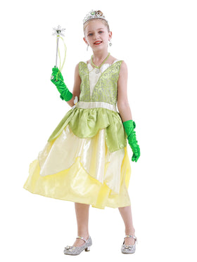 WonderBabe princess dress back view highlighting elastic waist for easy wear