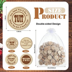 Wonderjune round tuit token close-up shows laser-engraved sides.