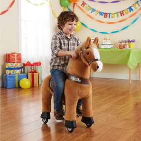 WondeRides ride-on horse flame-retardant padding detail highlights safety-focused design.