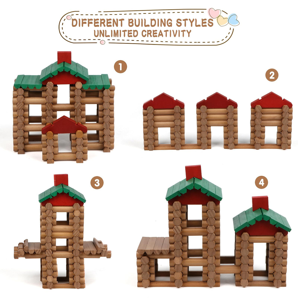 Wondertoys wooden log set train engine piece supports storytelling and fine motor skills
