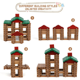 Wondertoys wooden log set train engine piece supports storytelling and fine motor skills