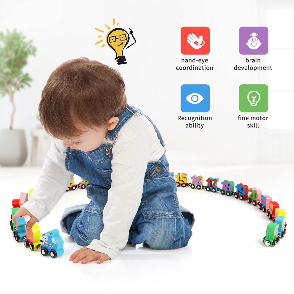 Wondertoys number train digit 1 promotes counting practice through play
