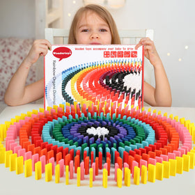 Wondertoys durable wooden dominoes designed for long-term family fun.