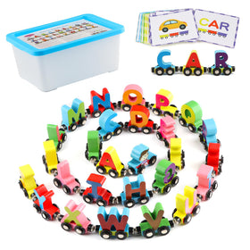 Wondertoys wooden alphabet train letters for early literacy and play
