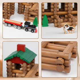 Wondertoys wooden log set dog figure adds character and interactive play