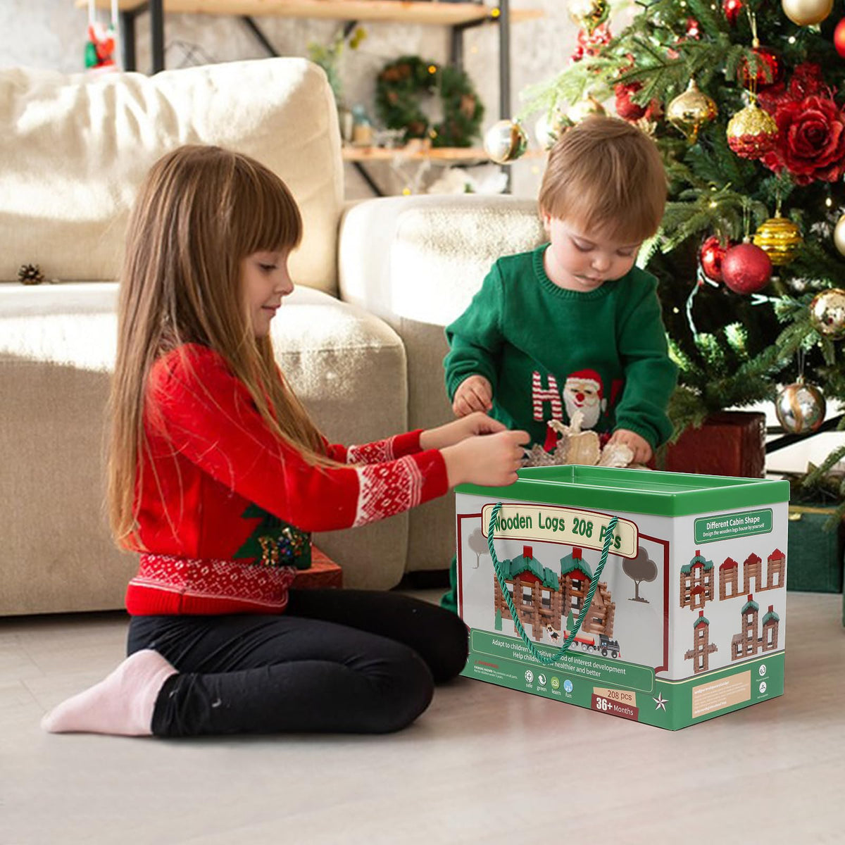 Wondertoys wooden log set makes a thoughtful gift for birthdays and holidays