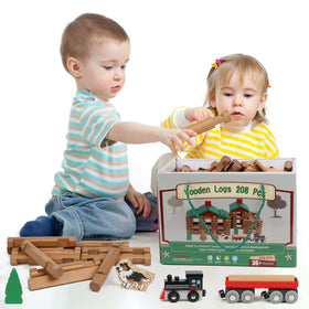 Wondertoys wooden log set tree pieces spark imaginative building scenarios