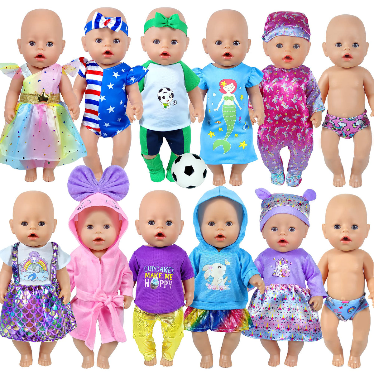 WONDOLL 12-sets for 14-16 inch dolls outfit pack fuels creative play