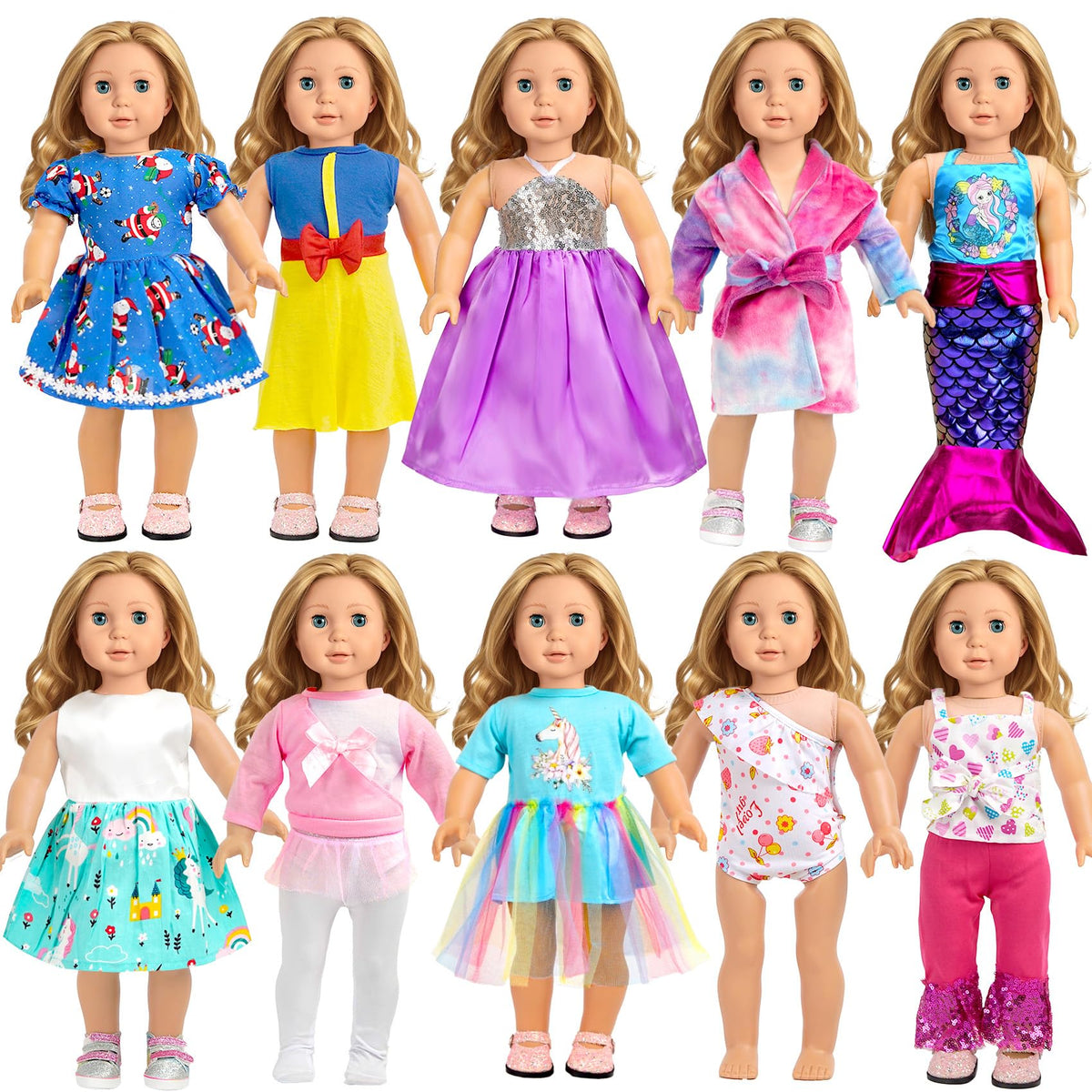 WONDOLL 18-inch doll clothes collection offers versatile outfits for quick dressing and imaginative play