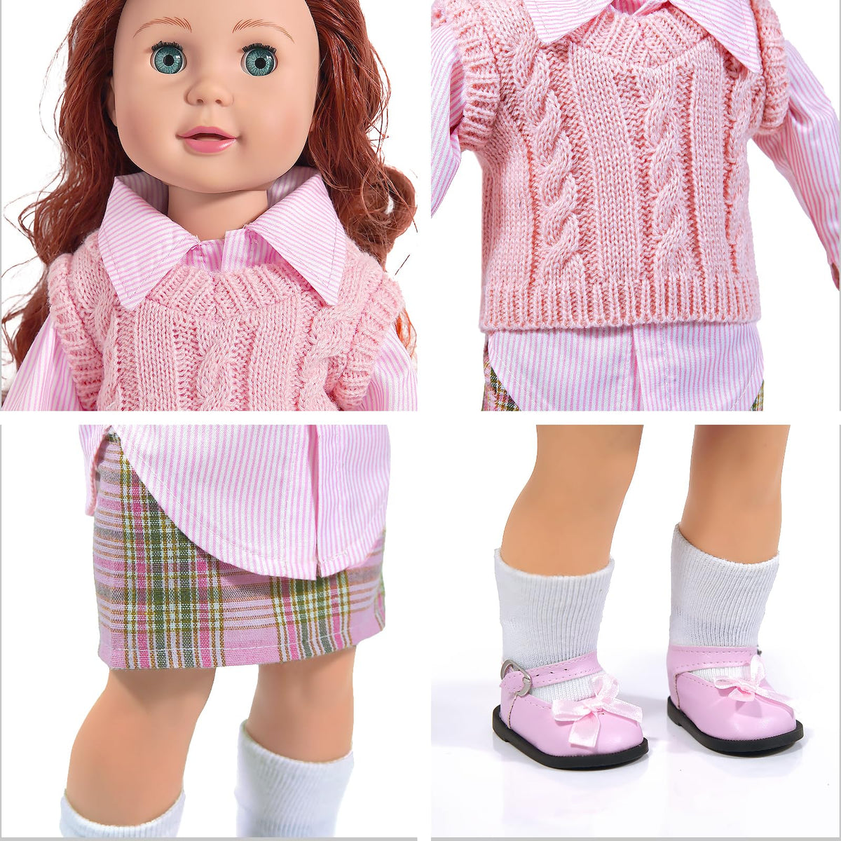 WONDOLL 18-inch doll skirt and shoes to complete looks.