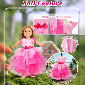 WONDOLL 18-inch Rapunzel dress featuring decorative accents and wearability.