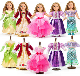 WONDOLL 18-inch Tiana dress with detailed stitching for imaginative play.