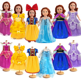 WONDOLL six-princess-dresses set for 18-inch dolls, perfect for imaginative play.