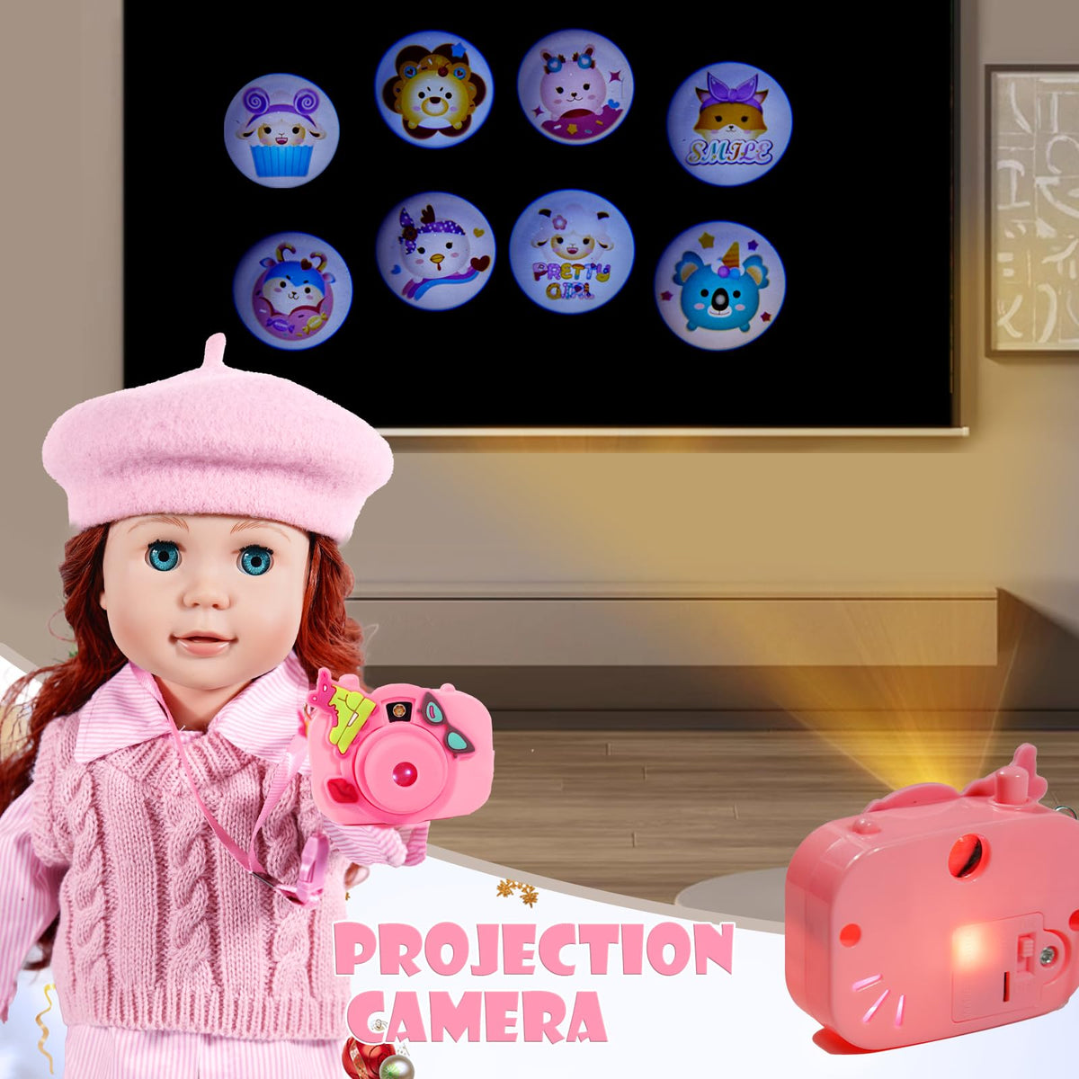 WONDOLL beret, pink glasses and handbag for chic role-play scenarios.
