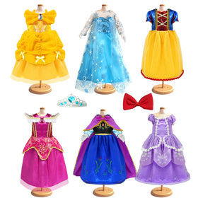 Close-up of rich fabric textures on WONDOLL princess dresses.