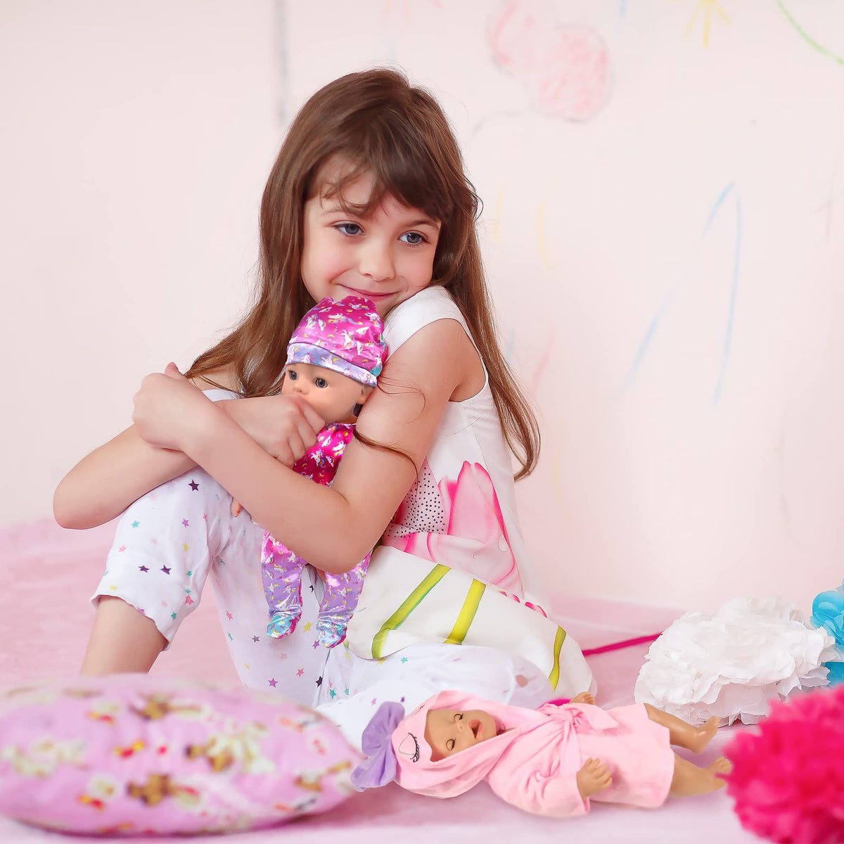 WONDOLL doll clothes with cap and hairbands for quick dress-up