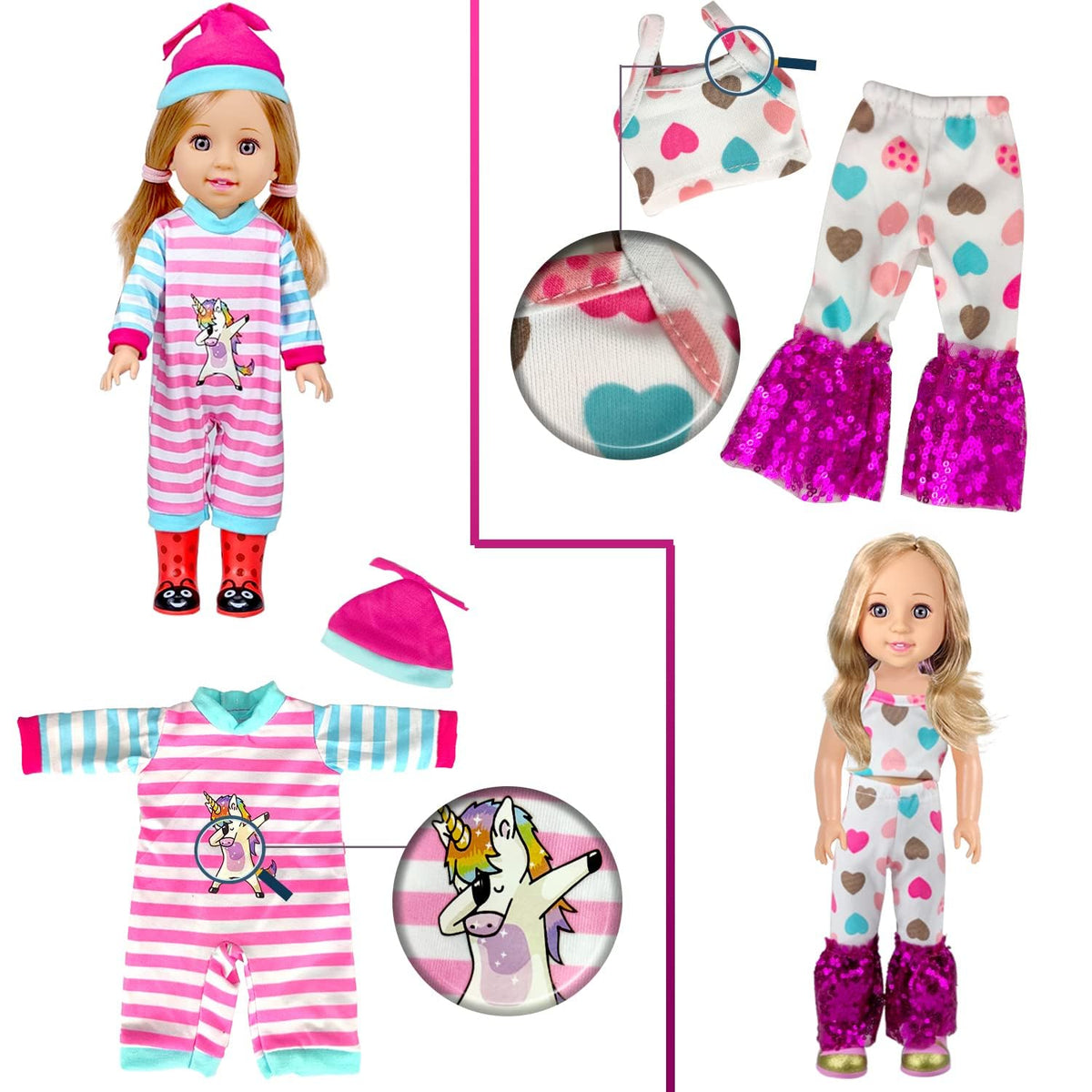 WONDOLL packaging shows included items and size guidance