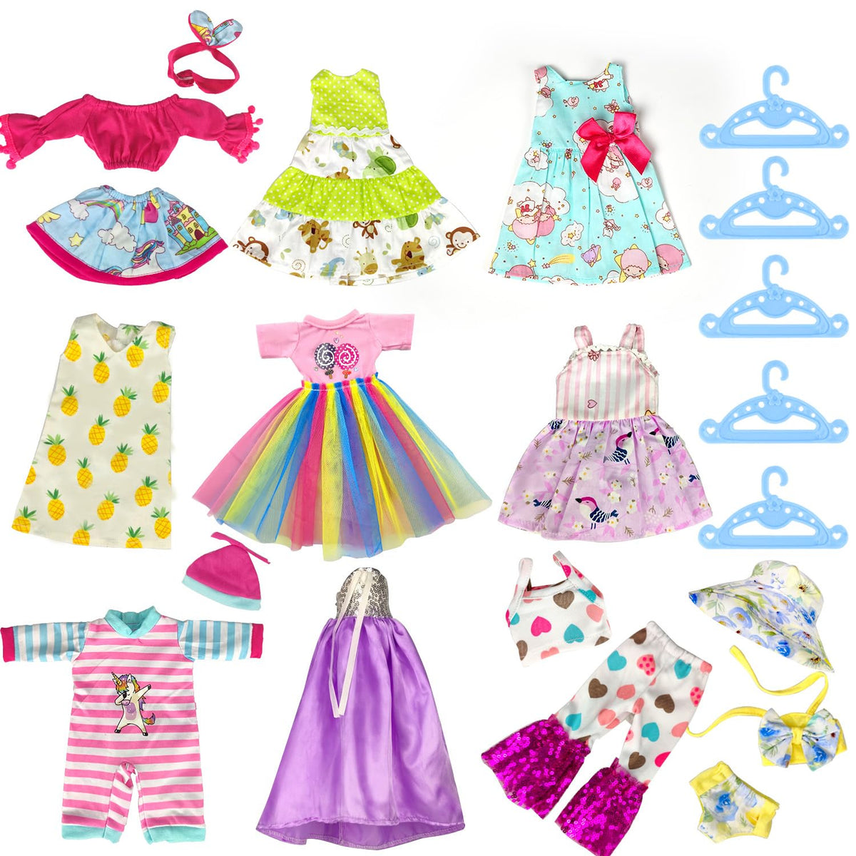 WONDOLL skirt and clothes hangers showing organized wardrobe options