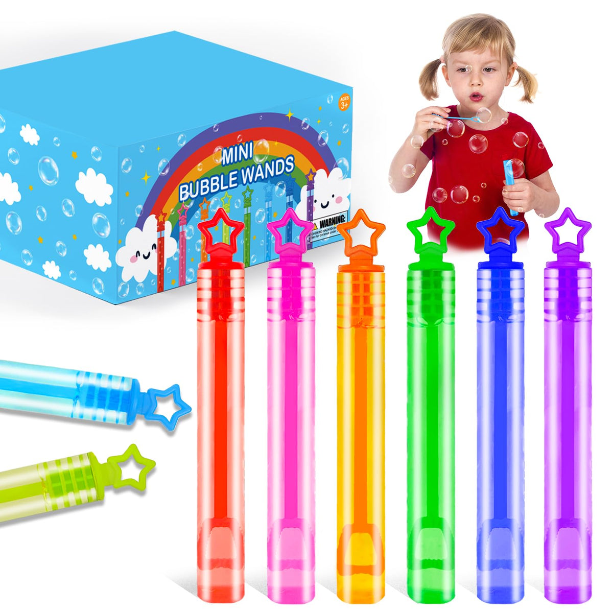 Wondrus bubble wand with neon star handle for vibrant party favors