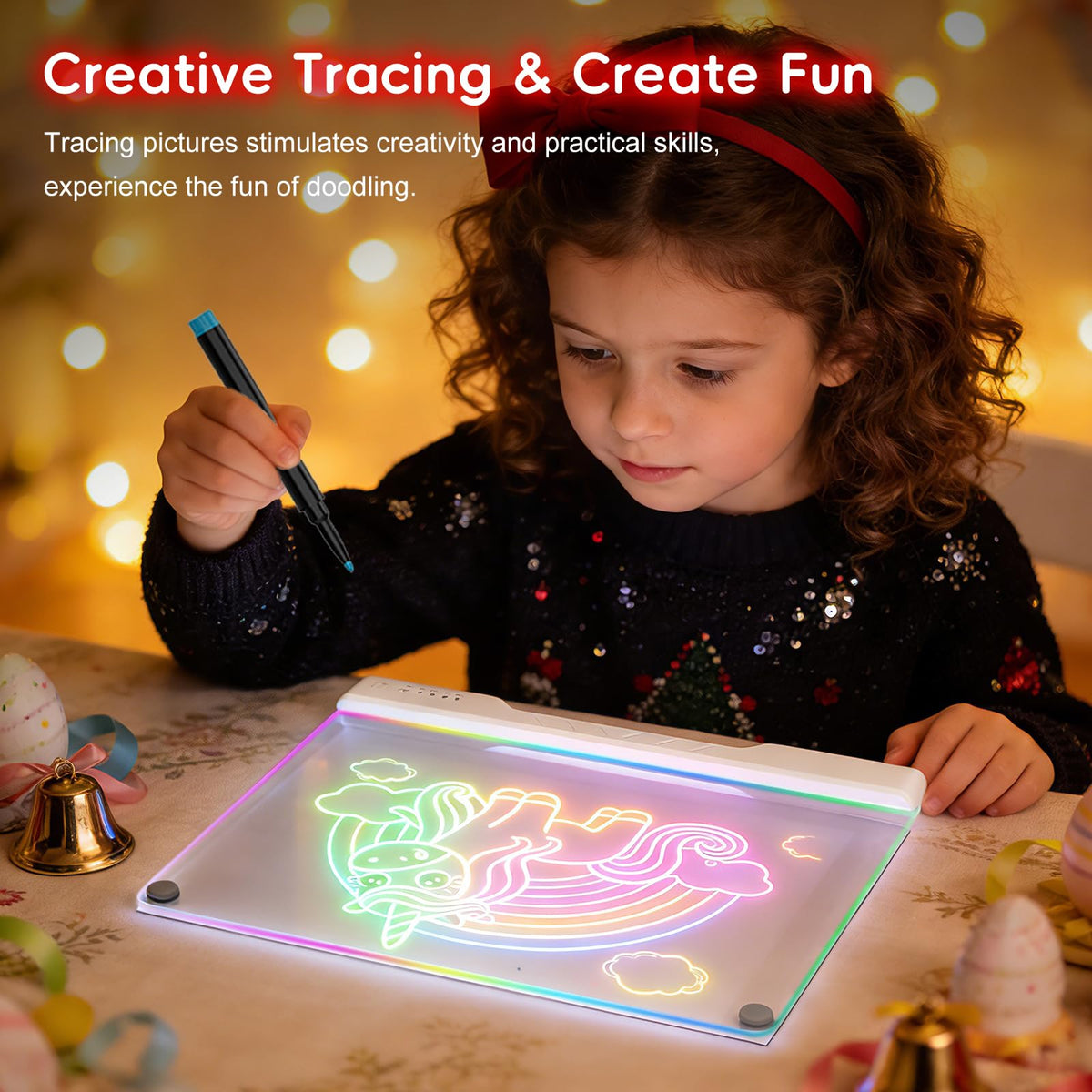 Wonovate LED drawing board 16-inch shatter-proof acrylic, edge-polished safety.