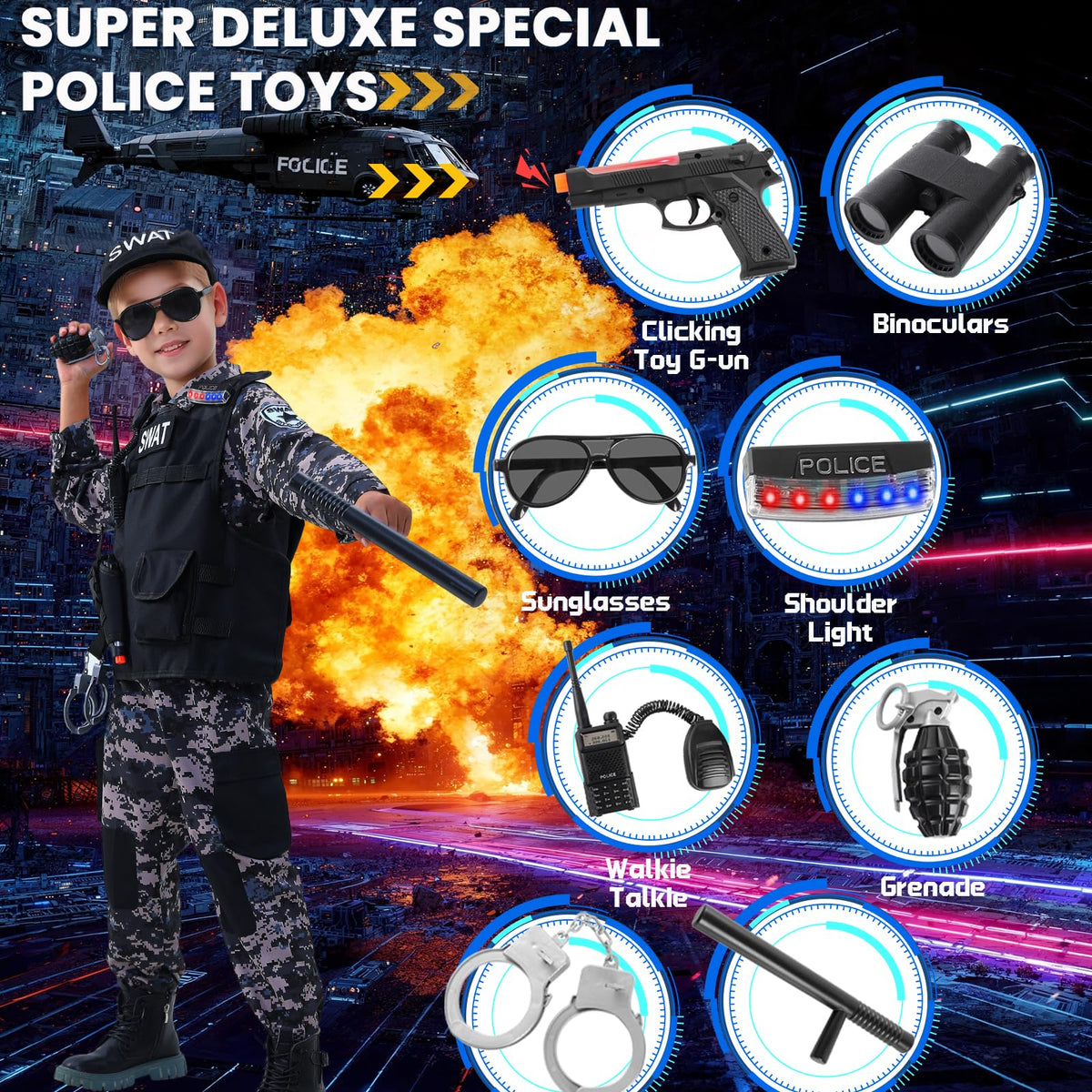 Wonrynn SWAT costume pants, flexible fit for active pretend play