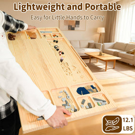 WOOD CITY baseplate table is compact and lightweight for simple storage.