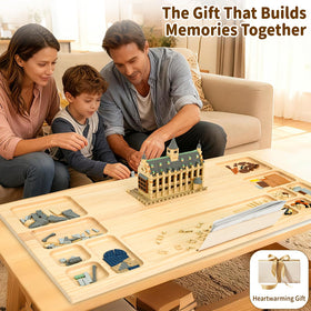 WOOD CITY baseplate table designs for easy cleanup in classrooms or living spaces.