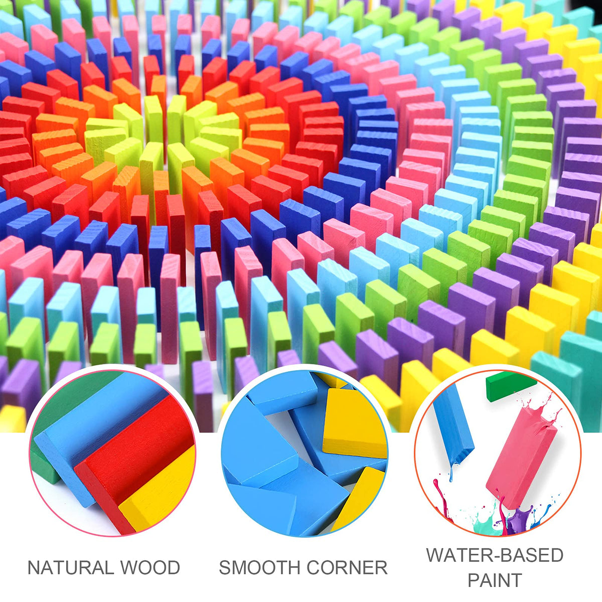 WOOD CITY domino topple race captures a colorful, mesmerizing chain reaction.